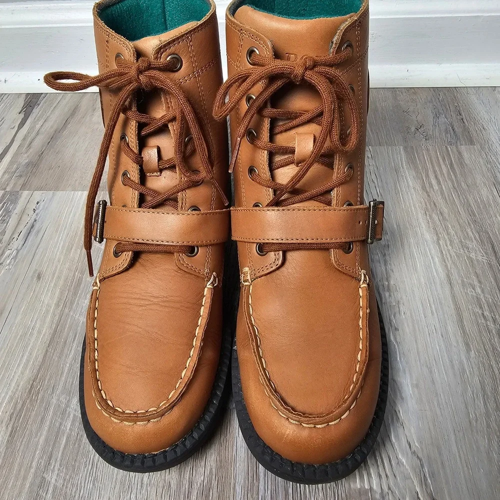 Polo Ralph Lauren Ranger Hi II Leather Boots Boys 4.5 Tan Womens 6 990908